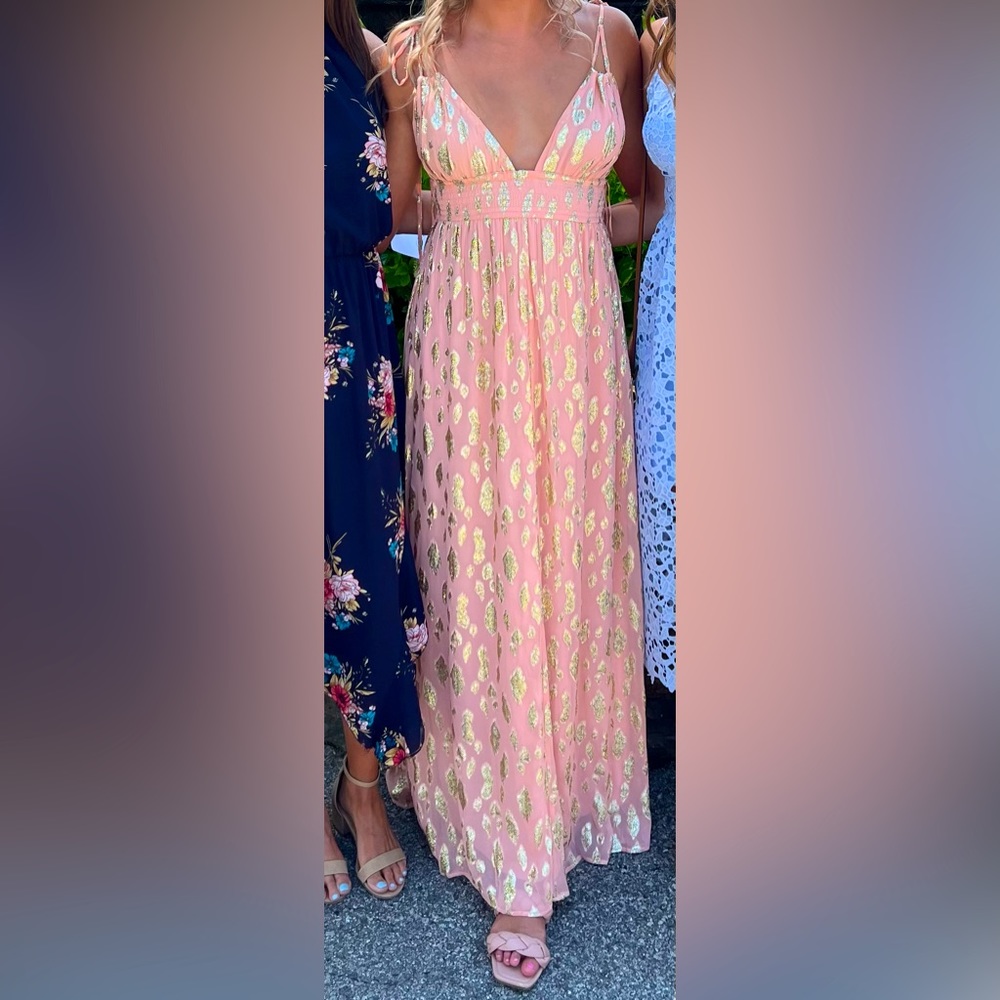Dusty coral and gold dress LIKE NEW